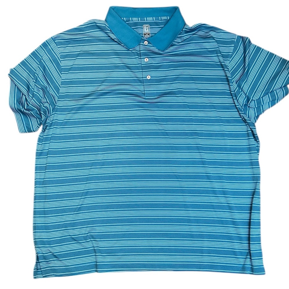 Men’s PGA Tour Blue Striped Polo 4XL NWOT